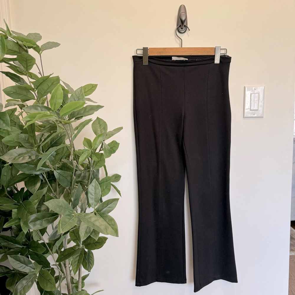 Mango Black Cropped Flare Pants Size M